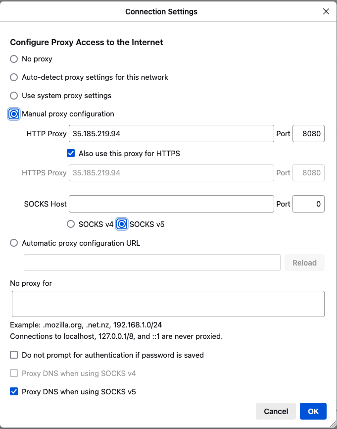 Firefox setting
